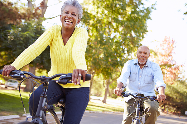 Old couple cycle ridding