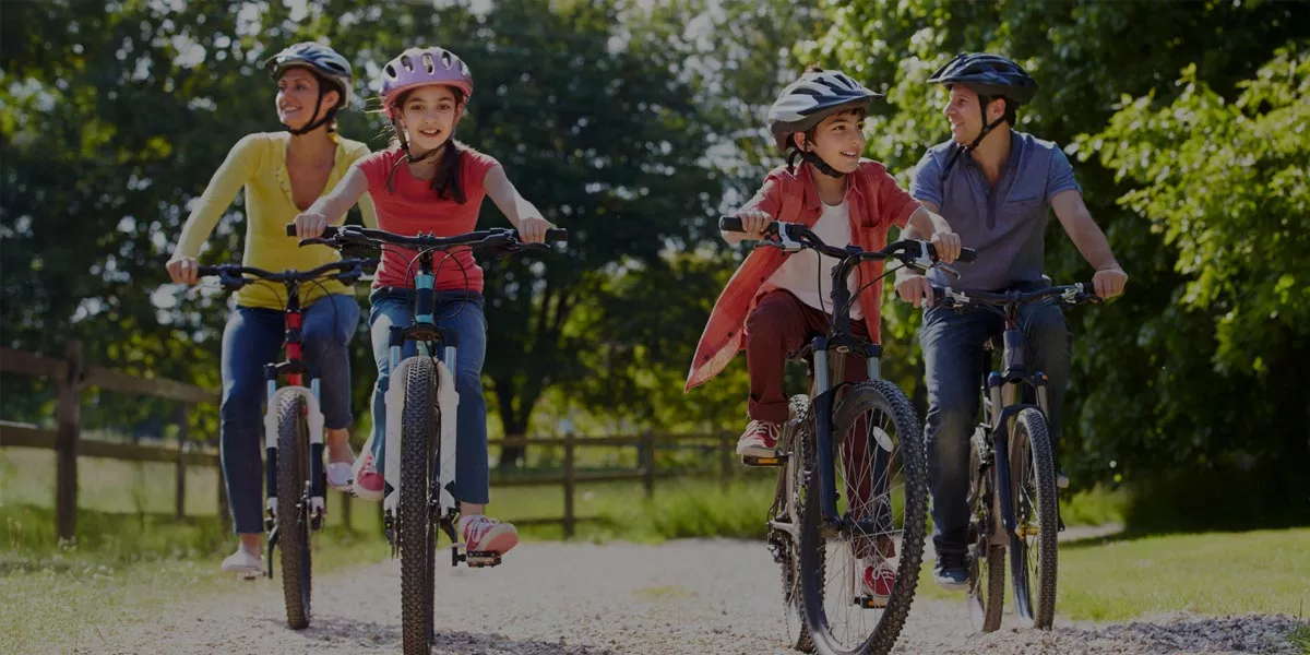 Family on bicycles